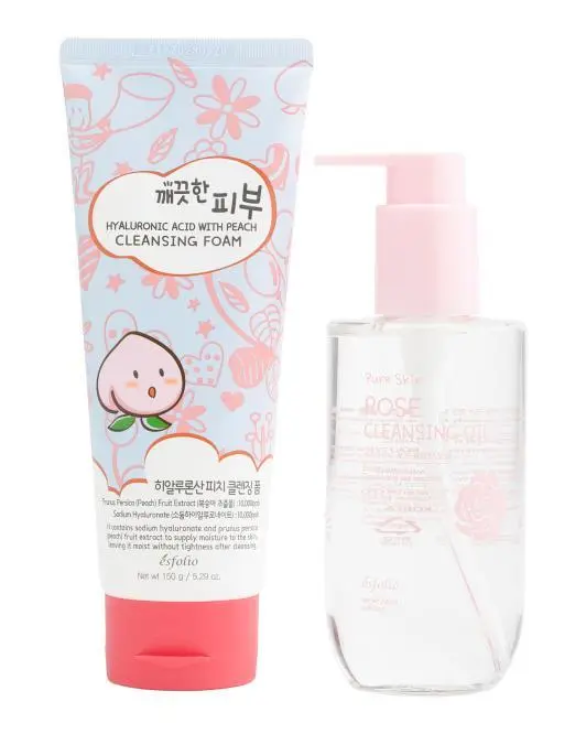 ESFOLIO Made In Korea 2pc Peach And Rose Double Cleansing Set