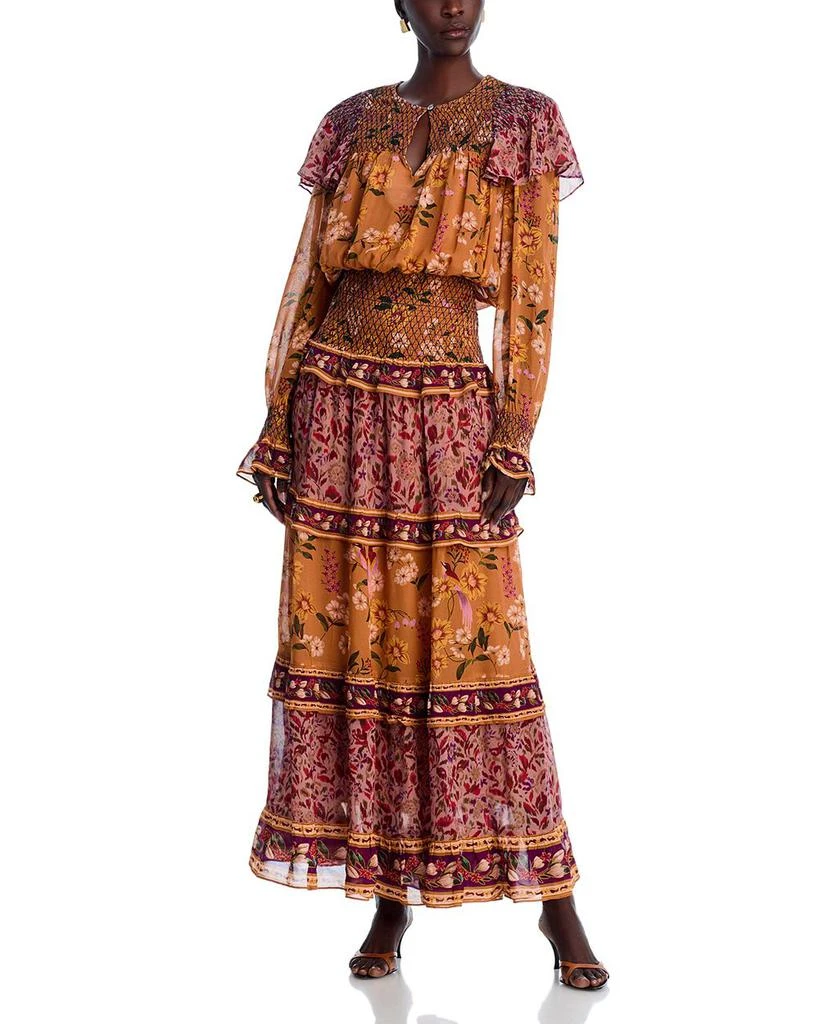 Farm Rio Smocked Long Sleeve Maxi Dress 1