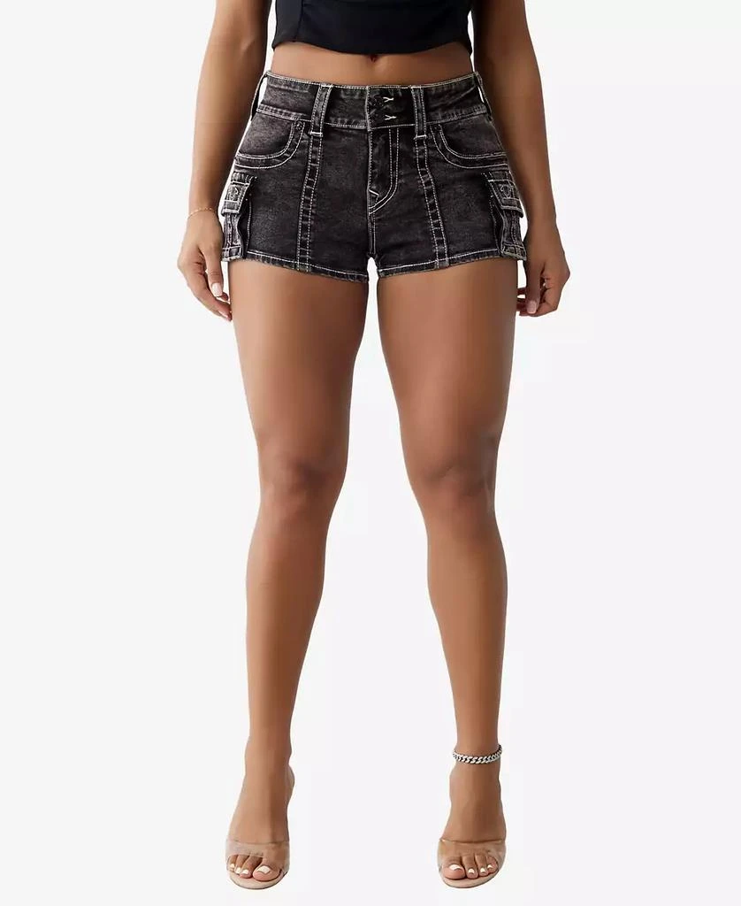 True Religion Women's Mid Rise Hot Cargo Shorts 1