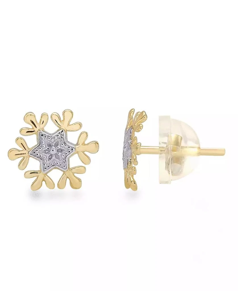 Disney Children's Frozen Snowflake Stud Earrings in 14k Gold 1