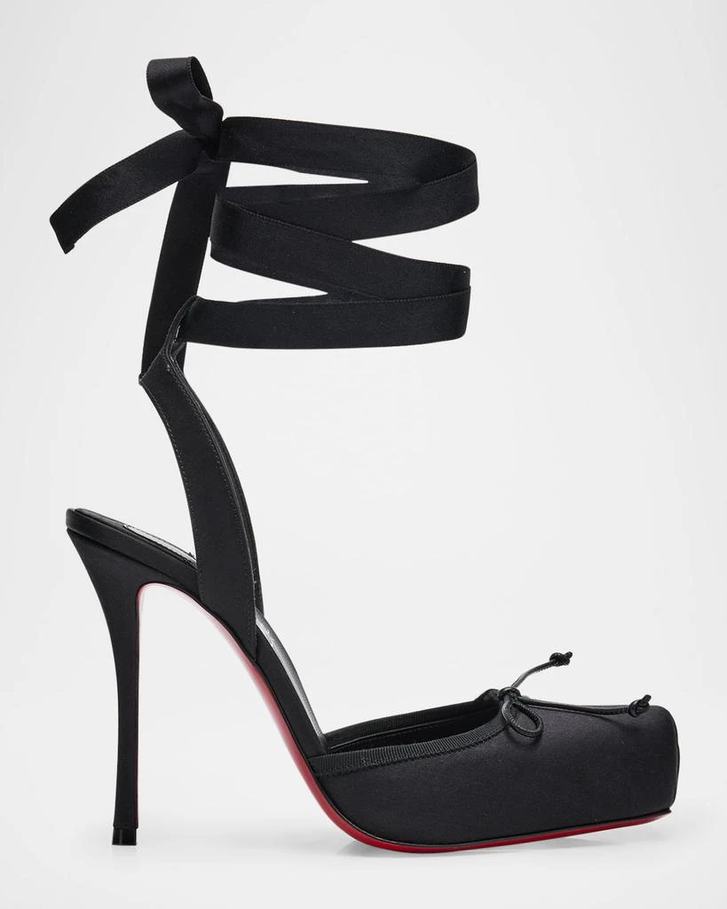 Christian Louboutin Cassia Silk Ankle-Tie Red Sole Ballerina Pumps 1