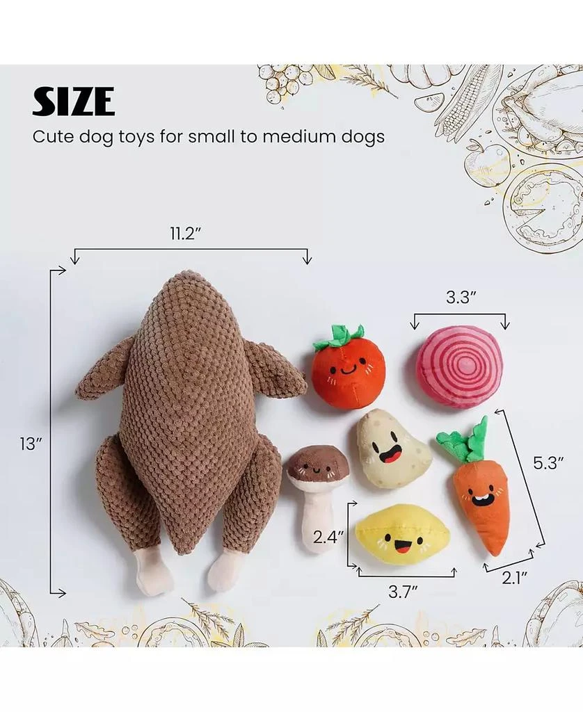 Nocciola 7-in-1  Turkey Dog Toy,Big Turkey Puzzle Toy with 6 Squeaky Veggie Plush Toy, Interactive Enrichment Dog Toys for All Breeds 2