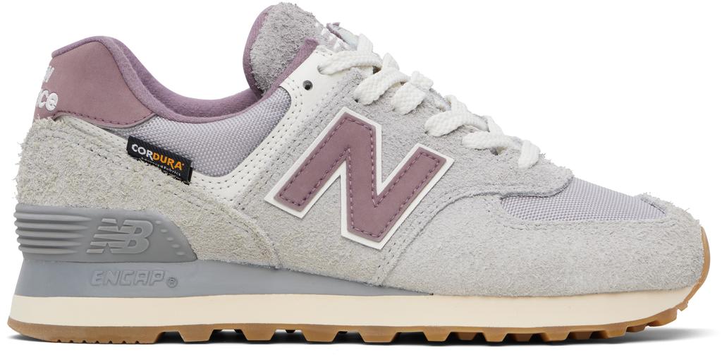 New Balance Gray & Purple 574 Sneakers