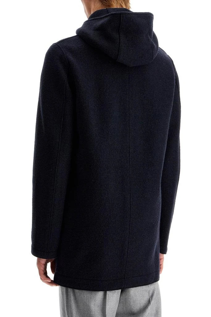 Harris Wharf London Men's Hooded Wool Coat In Boiled Wool 3