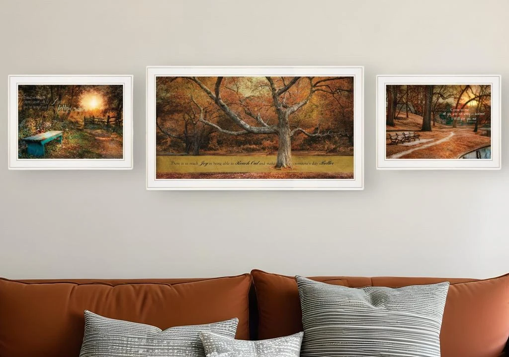 Hivvago Set Of Three Tranquil Spaces 1 White Framed Print Wall Art