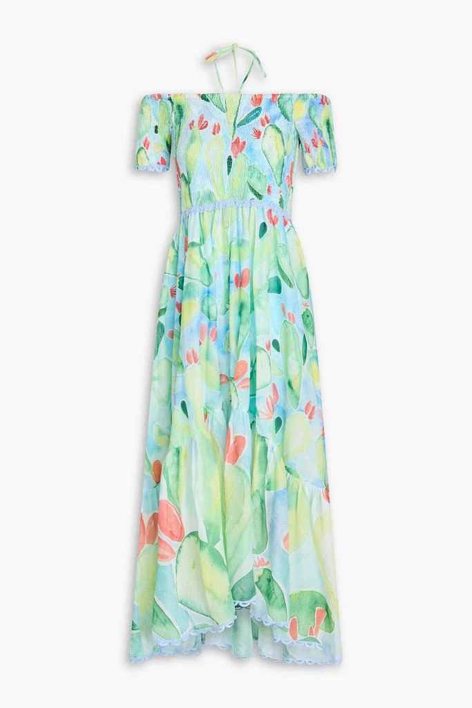 Charo Ruiz Ibiza Cold-shoulder printed cotton-blend voile midi dress 1