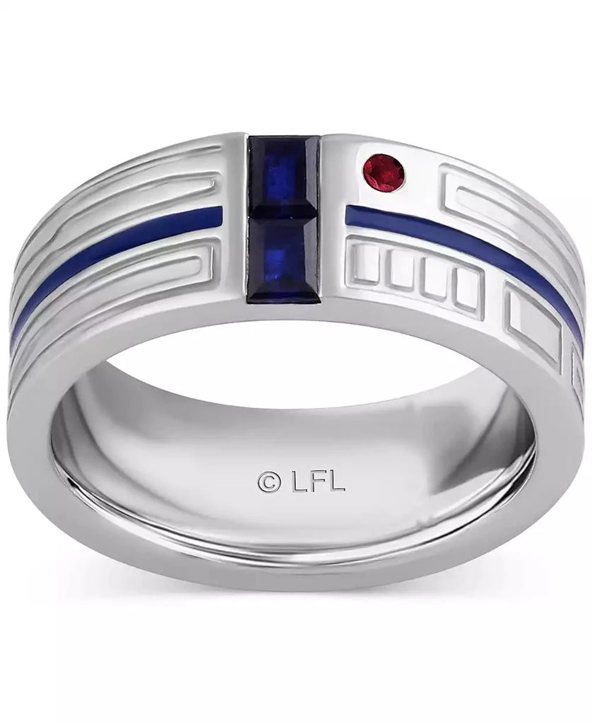 Wonder Fine Jewelry Star Wars Men's Sapphire (1/4 ct. t.w.), Garnet Accent, & Blue Enamel R2D2 Ring in Sterling Silver 1