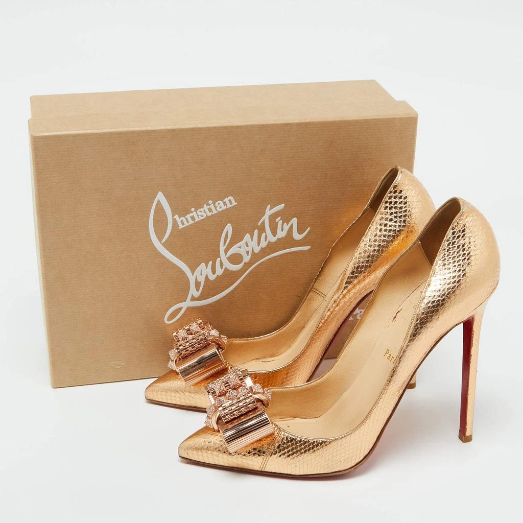Christian Louboutin Christian Louboutin Gold Python Embossed Leather Metal Nodo Pigalle Pumps Size 40 9