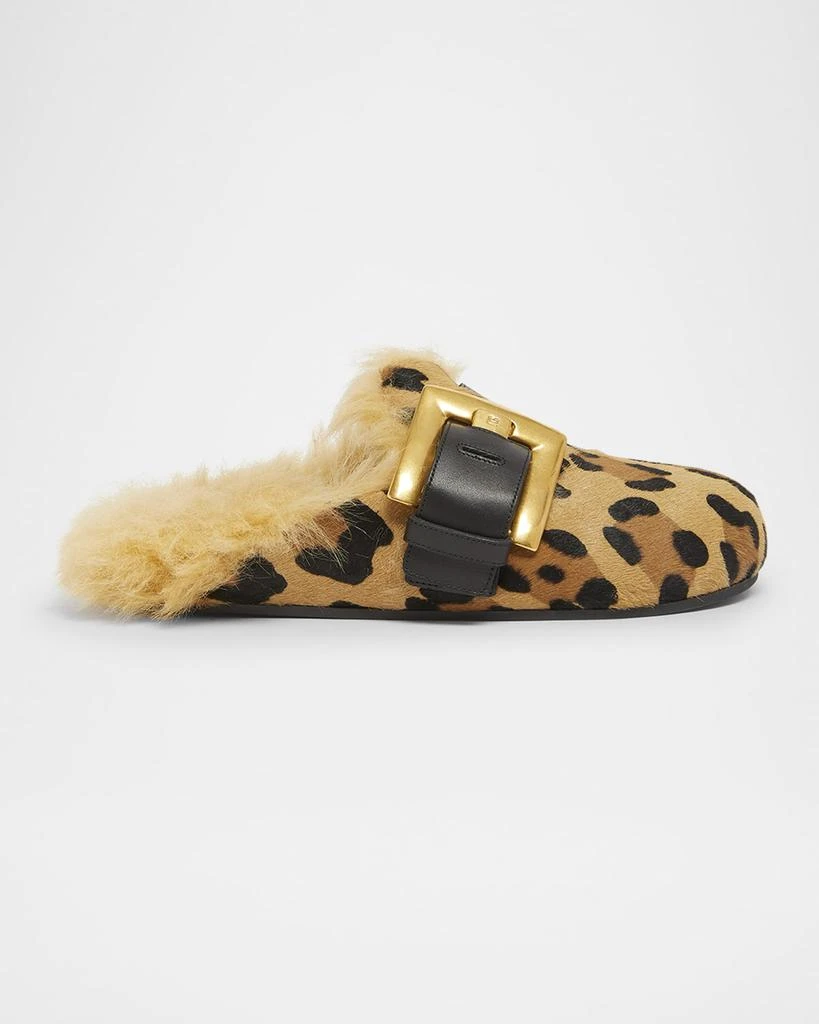 Leopard Print Prada Faux Fur Slides Prada Leopard Buckle Sporty