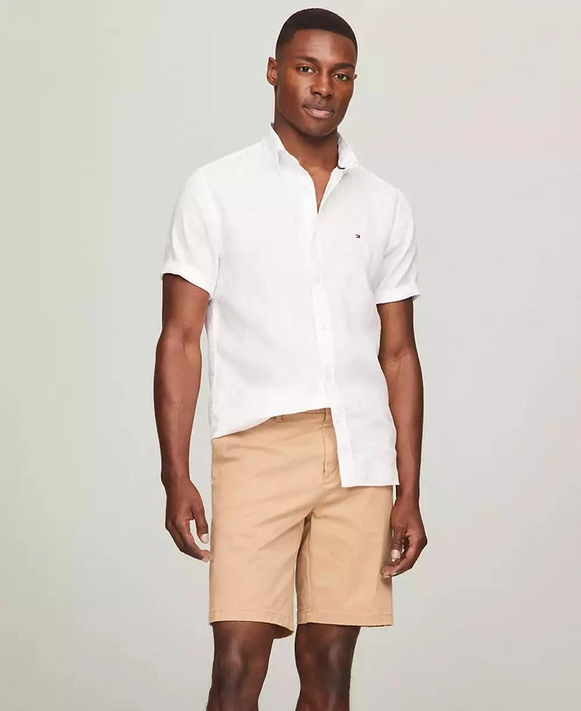 Tommy Hilfiger Men's Short Sleeve Button-Down Linen Shirt 4