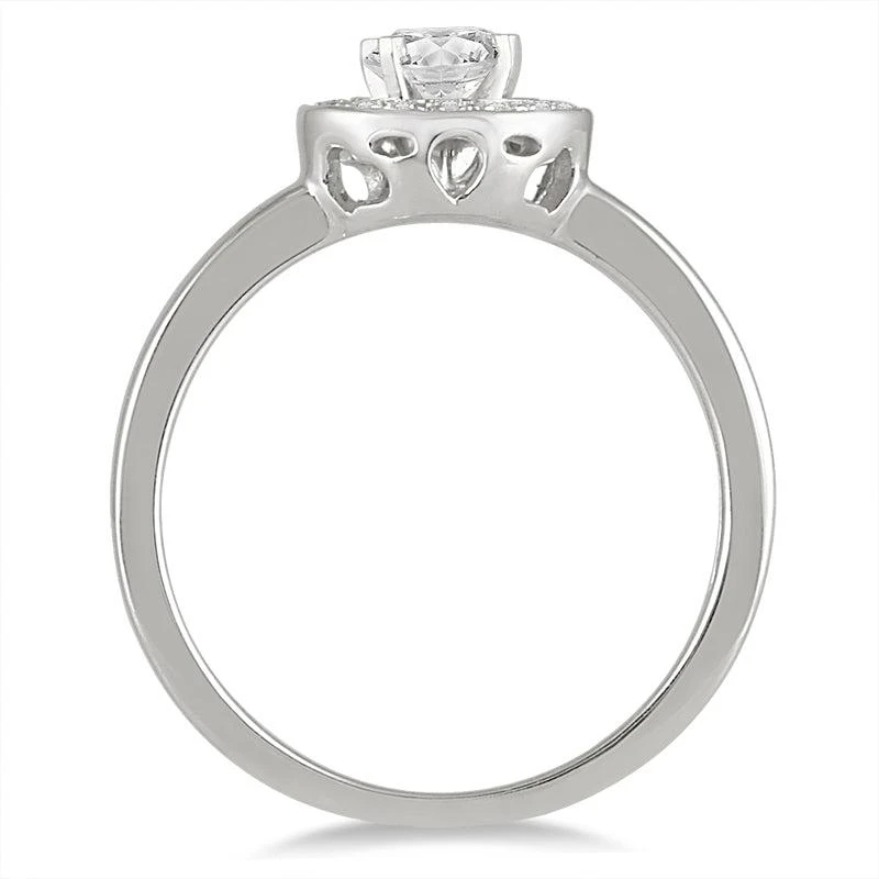 SSELECTS 1/2 Carat Tw Diamond Halo Engagement Ring In 10K White Gold 2