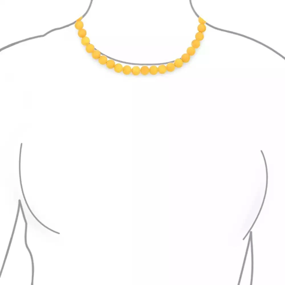 Bling Jewelry Plain Simple Smooth Classic Yellow Orange Created Synthetic Jade Round 10MM Bead Strand Necklace Silver Plated Toggle Clasp 4