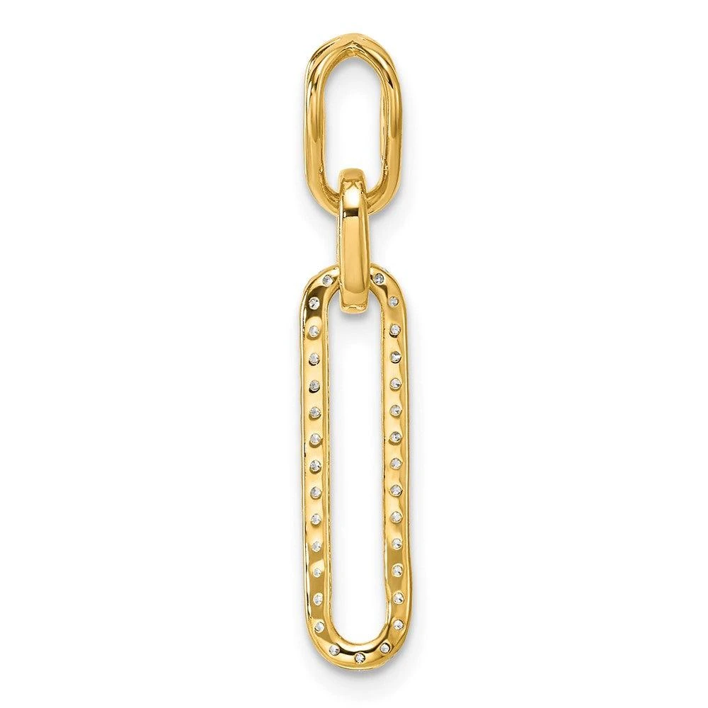 Diamond2Deal 14k Yellow Gold Polished 1/6 carat Diamond Paperclip Link Pendant 2
