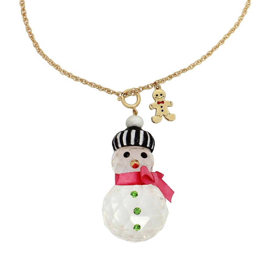 Betsey Johnson Snowman Ornament Necklace