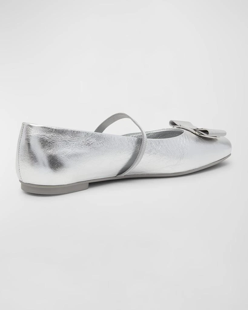 Salvatore Ferragamo Zina Metallic Bow Mary Jane Ballerina Flats 3
