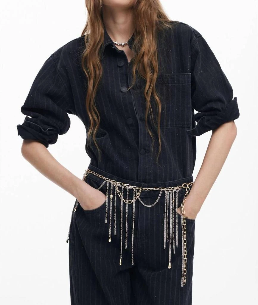 Desigual Sparkle Denim Shirt In Black 1