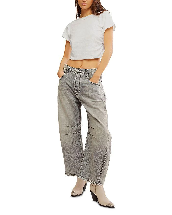 Free People We The Free Good Luck Mid Rise Barrel Jeans in Falcon Grey 5