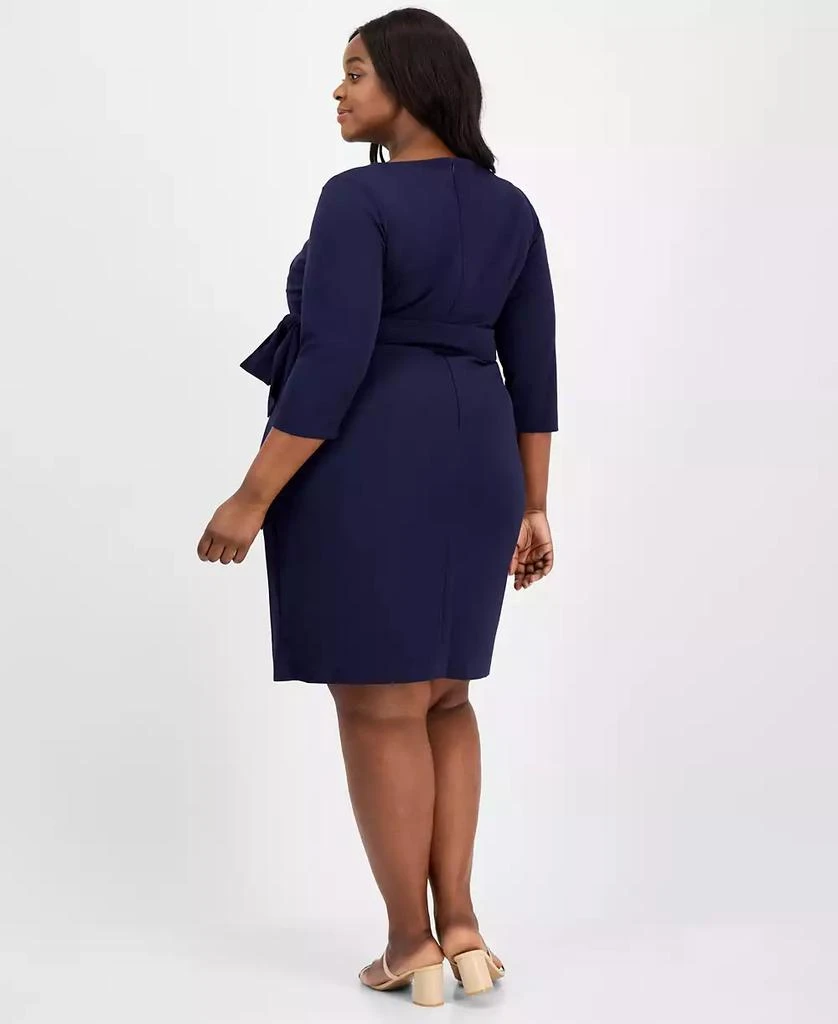 Tahari Tahari Plus Size Side-Tie Back-Belted 3/4-Sleeve Dress 5