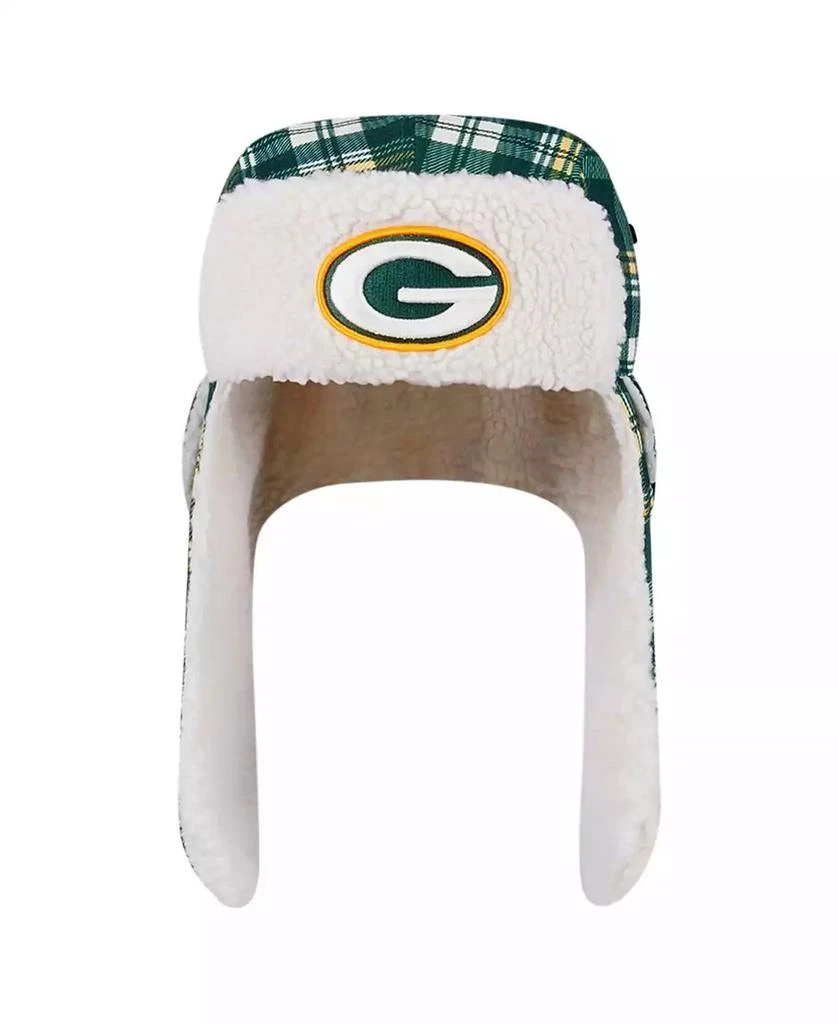 New Era Green Green Bay Packers Sideline Plaid Sherpa Trapper Hat 4