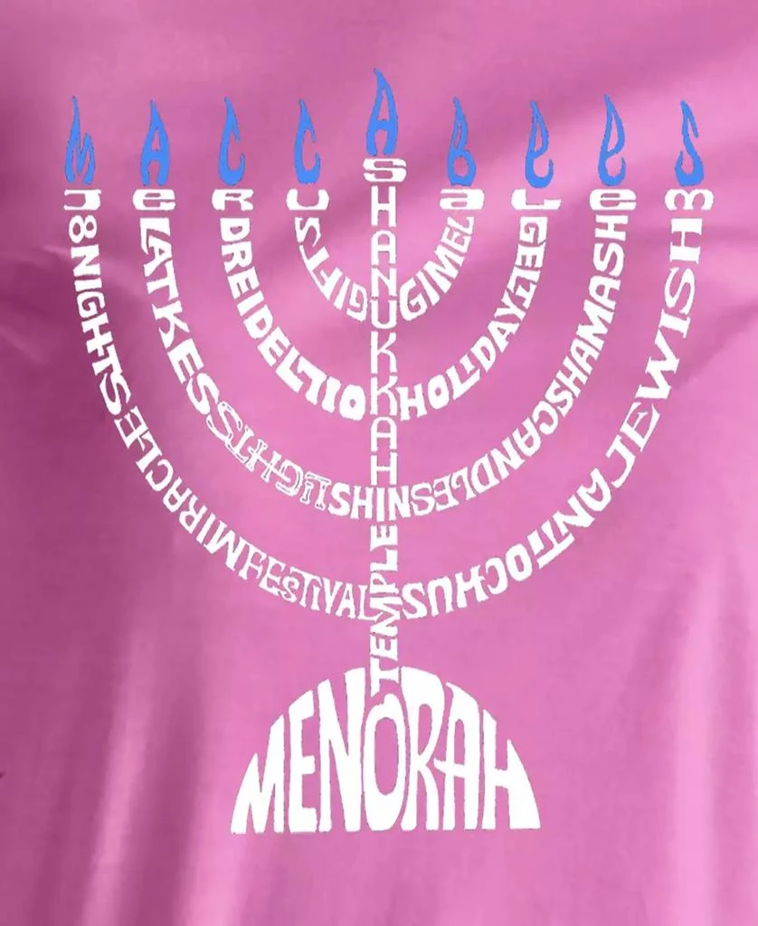 LA Pop Art Women's Menorah Word Art Crew Neck T-Shirt 5
