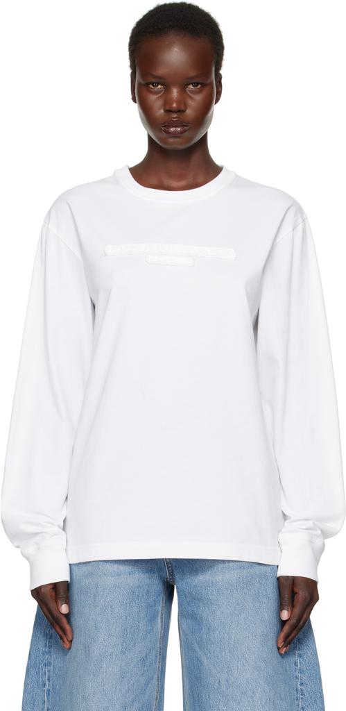 Alexander Wang White Distressed Logo Long-Sleeve T-shirt - T