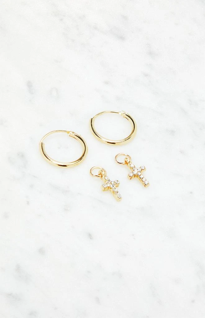 LA Hearts Mini Cross Rhinestone Hoops 2