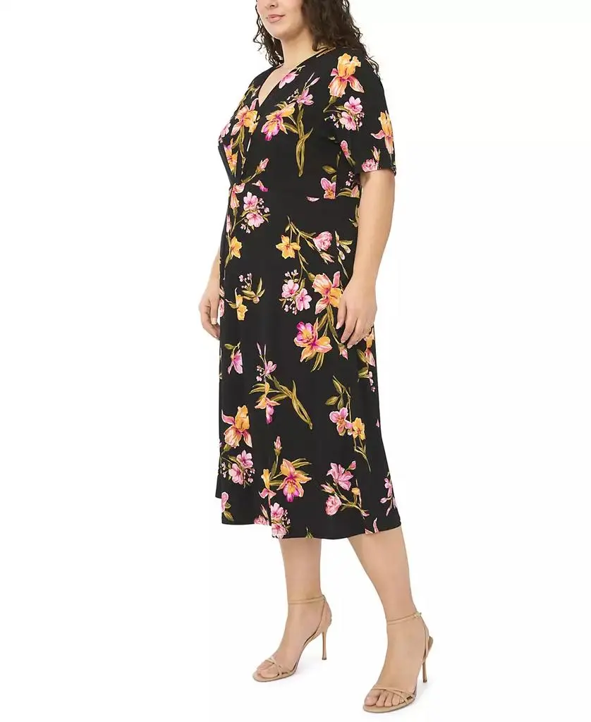 MSK Plus Size V-Neck Printed Midi Dress 3