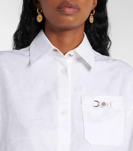 Versace Barocco jacquard cropped cotton shirt 4