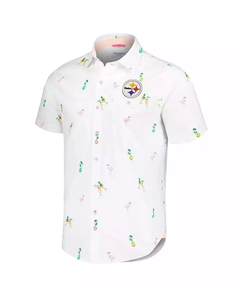 Tommy Bahama Men's White Pittsburgh Steelers Nova Wave Flocktail Button-Up Shirt 3