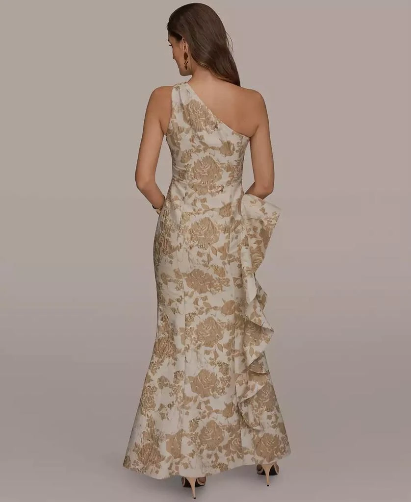 Donna Karan Women
s One Shoulder Side Ruffle Gown 7