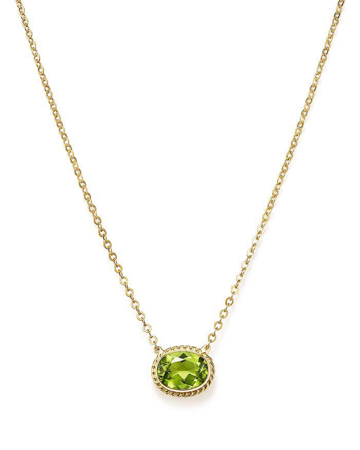 Bloomingdale's Peridot Bezel Pendant Necklace in 14K Yellow Gold, 18"