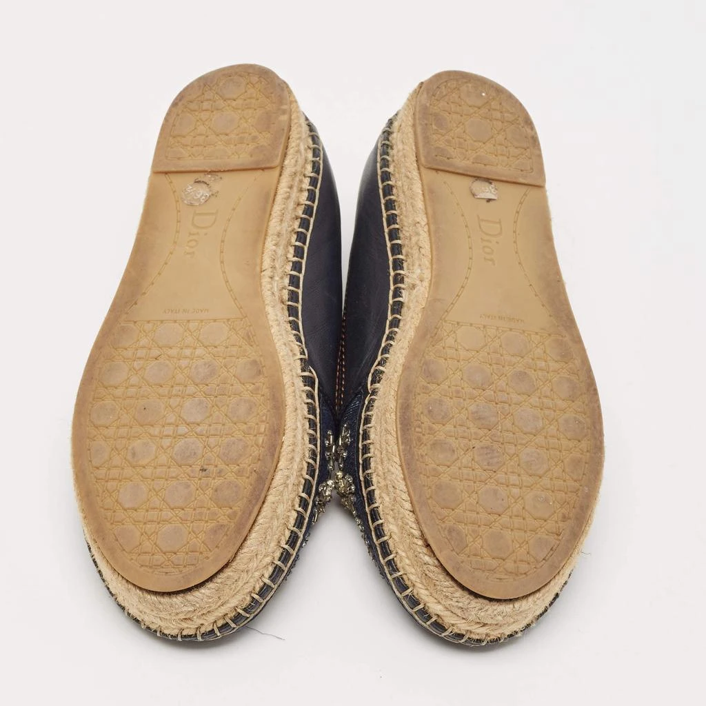 Dior Dior Black/Blue  Denim and Leather Embellished Espadrille Flats Size 36.5 7