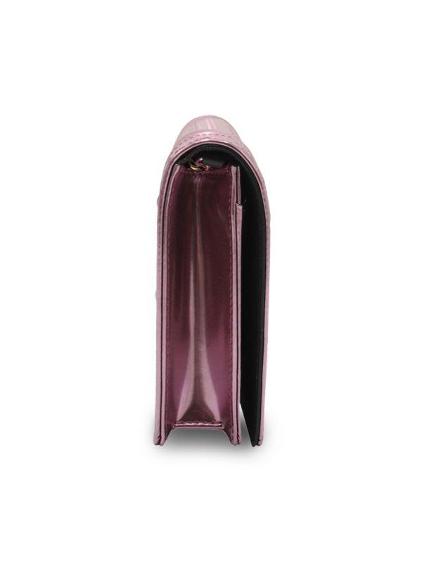 Dior Christian Dior Diorama Wallet On Chain In Metallic Pink Metallic Leather