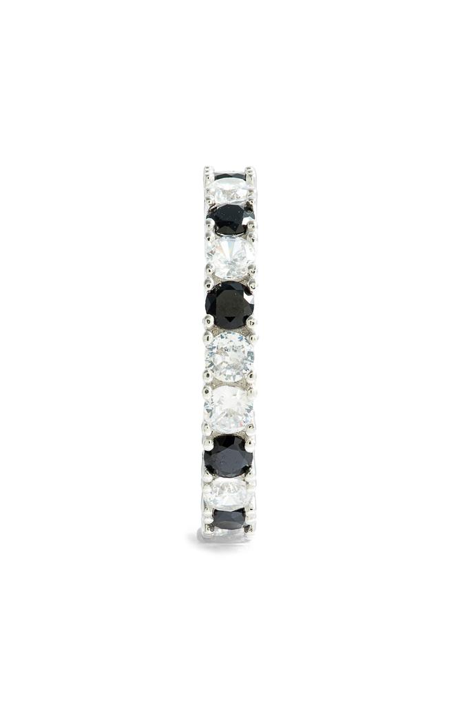 Suzy Levian Sterling Silver Black & White Cubic Zirconia Eternity Band Ring