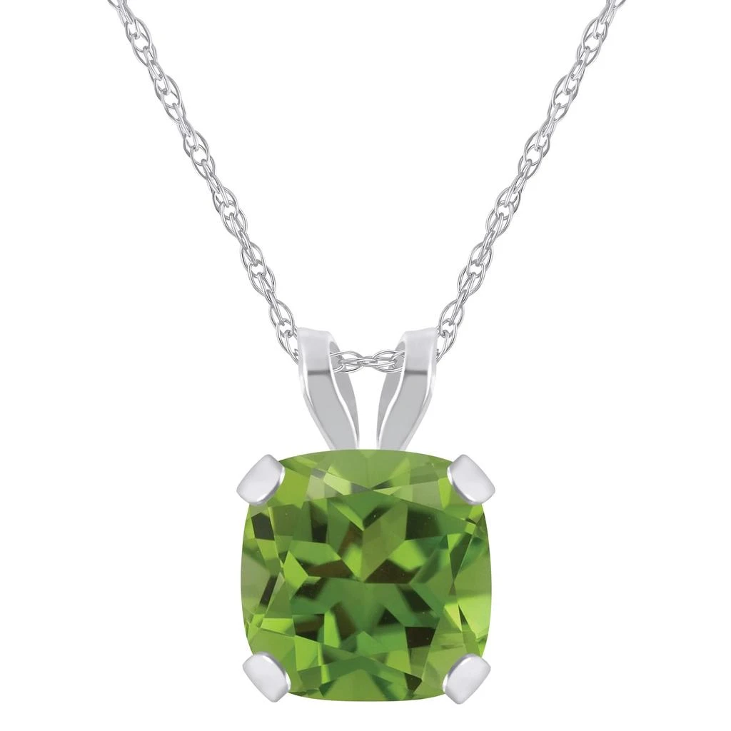 Glistening Jewels 10K Gold 6mm Cushion Peridot Pendant Necklace
