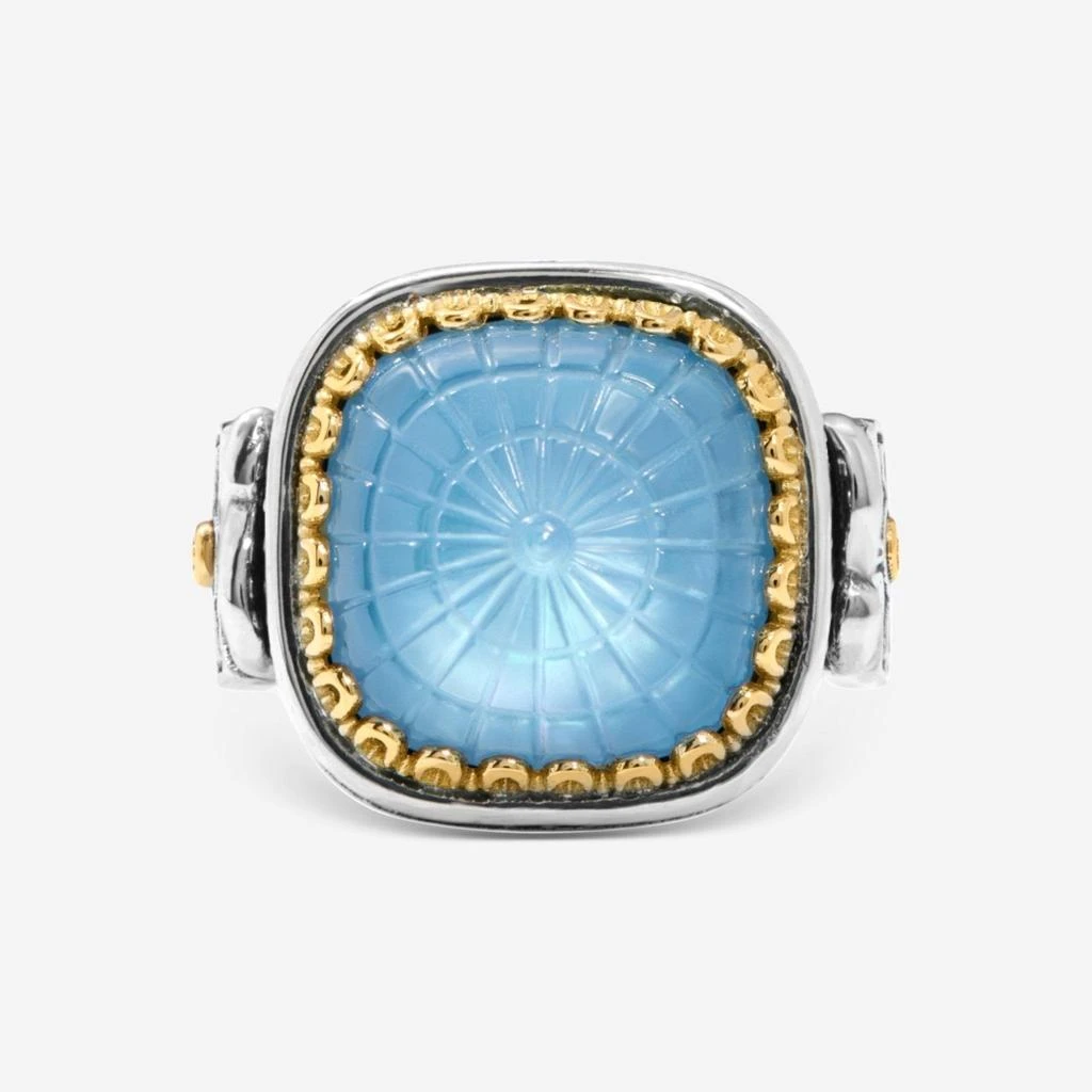 Konstantino Konstantino Dome Sterling Silver 
18k Yellow Gold Mother of Pearl 
Blue Spinel Ring Sz. 8 DKJ978-629-S8 4