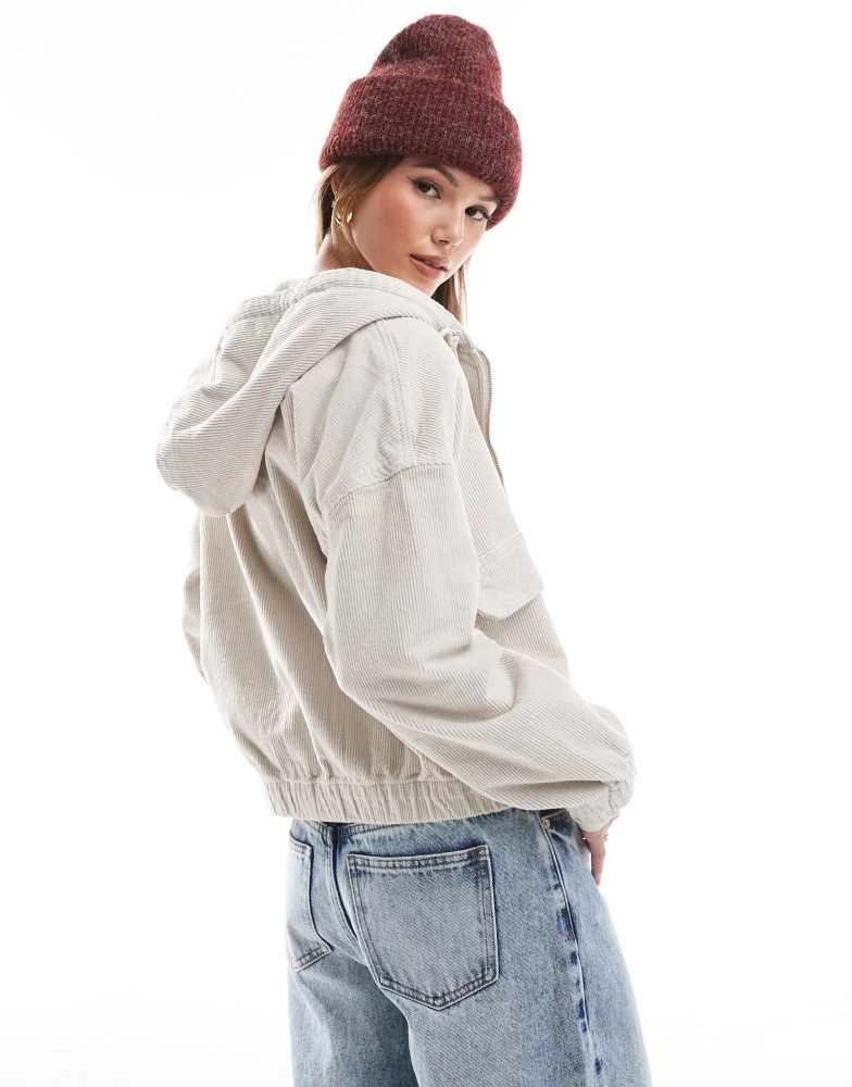 ONLY ONLY zipped through cord hooded jacket in cream 4