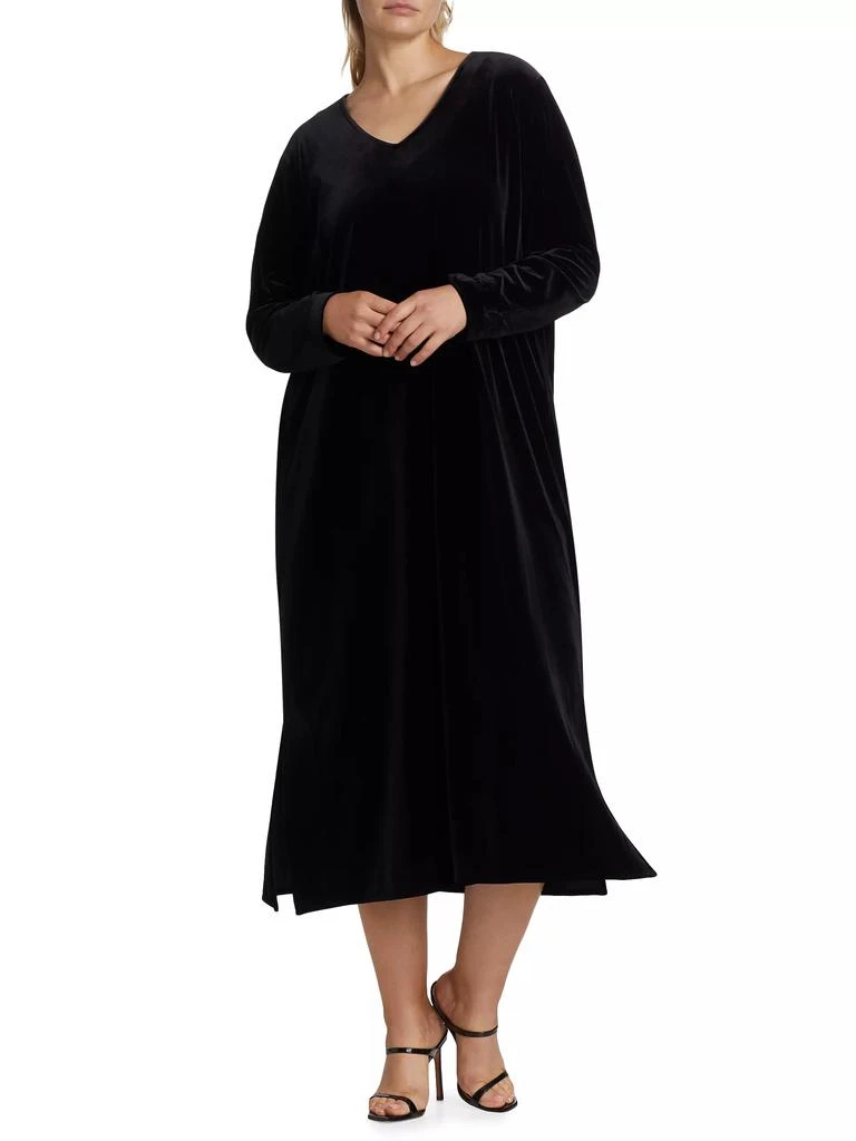 Caroline Rose Stretch Velvet Midi-Dress 2