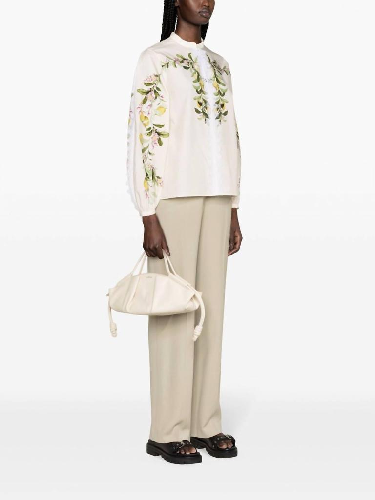 Giambattista Valli Printed Poplin Ivy and Lemon Top