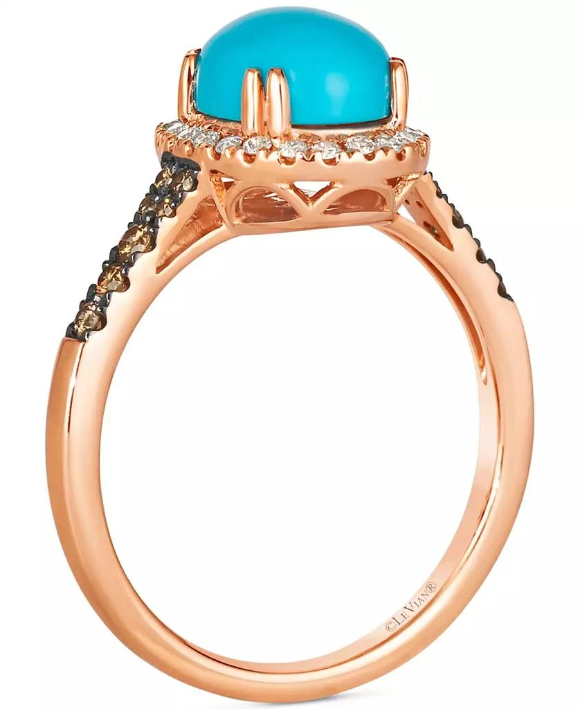 Le Vian Robins Egg Blue Turquoise (2 ct. t.w.) and Diamond (1/3 ct. t.w.) Halo Ring in 14k Rose Gold 4