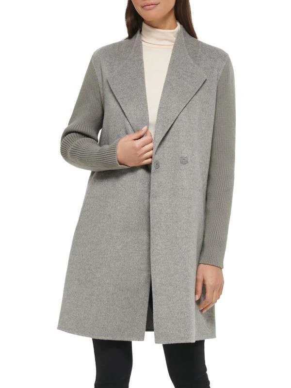 Kenneth Cole Double Breasted Ribbed Sleeve Coat 1
