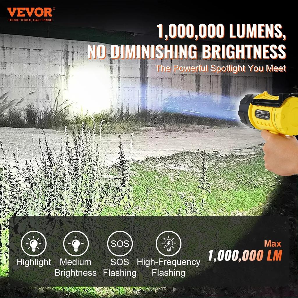 PROXXI USB Super Bright Rechargeable Spotlight Flashlight 1000,000LM Searchlight