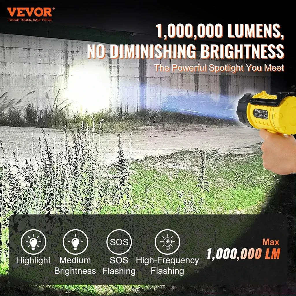 PROXXI USB Super Bright Rechargeable Spotlight Flashlight 1000,000LM Searchlight 2