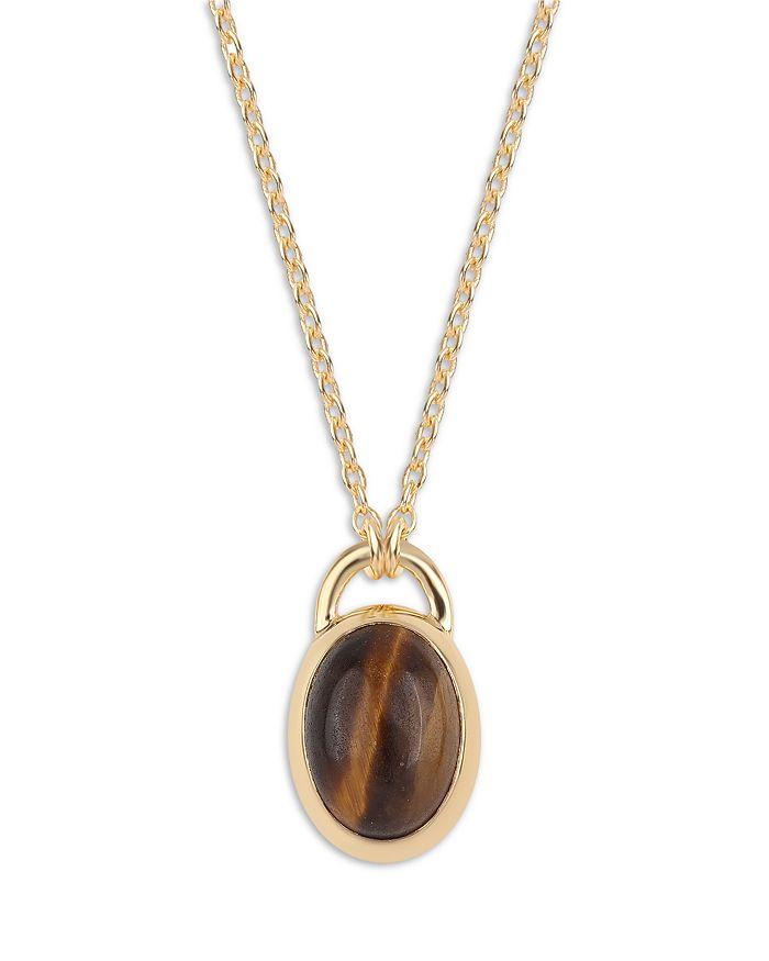 Moon & Meadow 14K Yellow Gold Tiger Eye Pendant Necklace, 16-20"