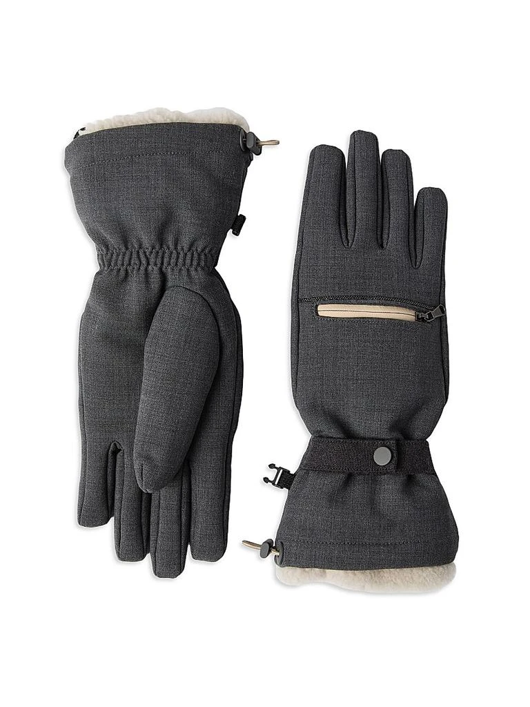 Brunello Cucinelli Tropical Luxury Wool Gloves with Shearling Insert and Monili 3