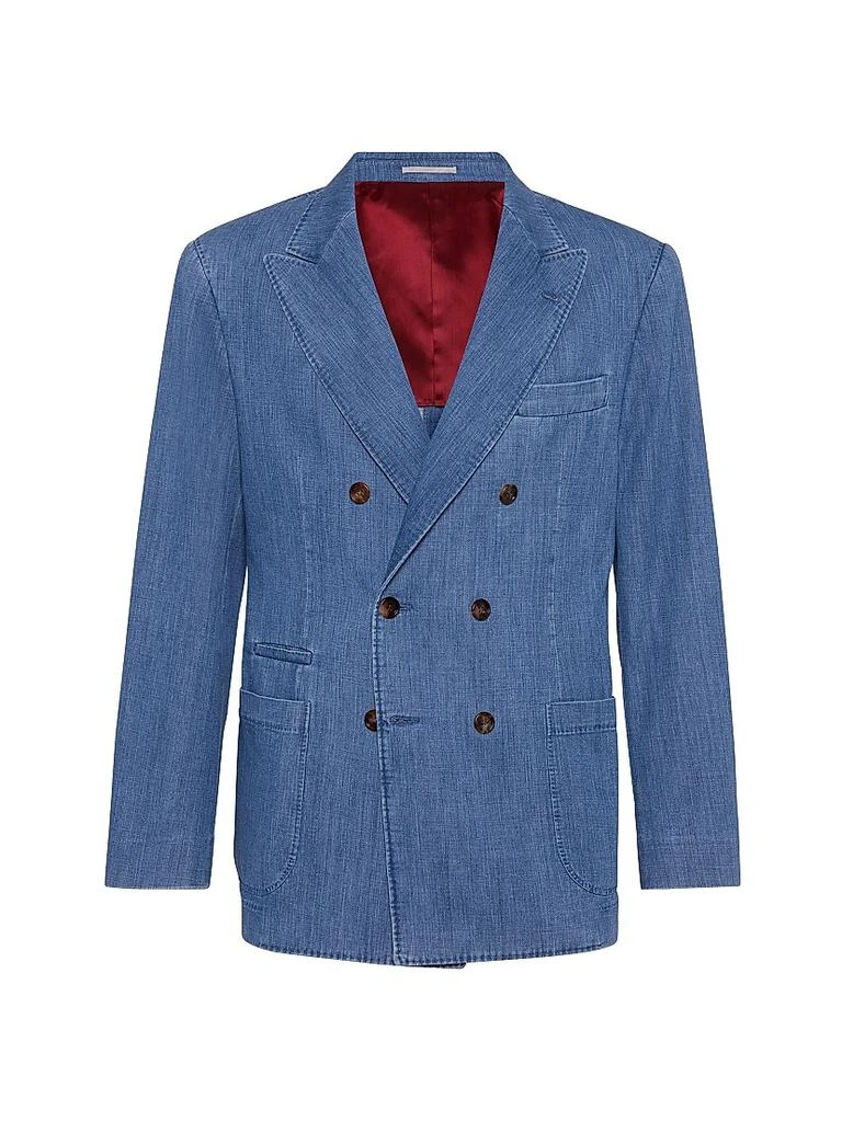 Brunello Cucinelli Old Denim Deconstructed One and a Half Breasted Blazer 2