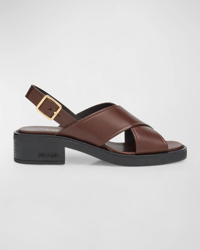 Prada Leather Crisscross Slingback Sandals 1