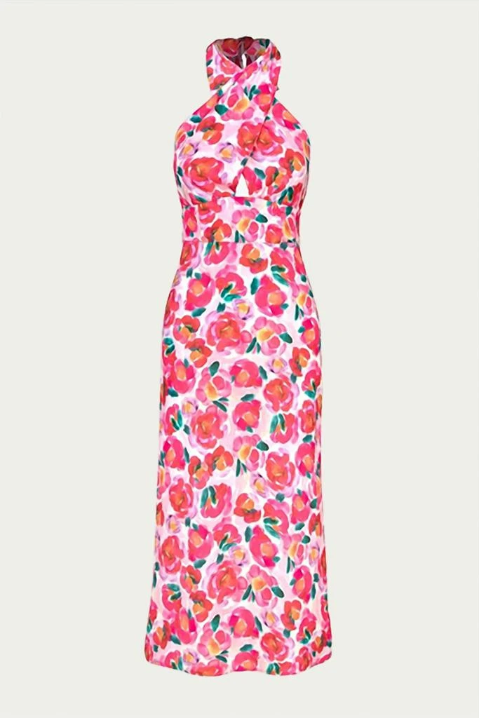 adelyn rae Tatiana Floral-Print Twisted Cutout Midi Dress In Hot Coral 2