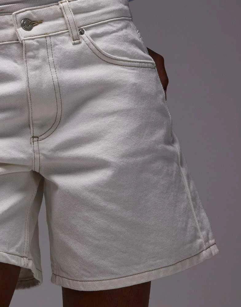 Topshop Topshop denim cinch back short in bone white 3