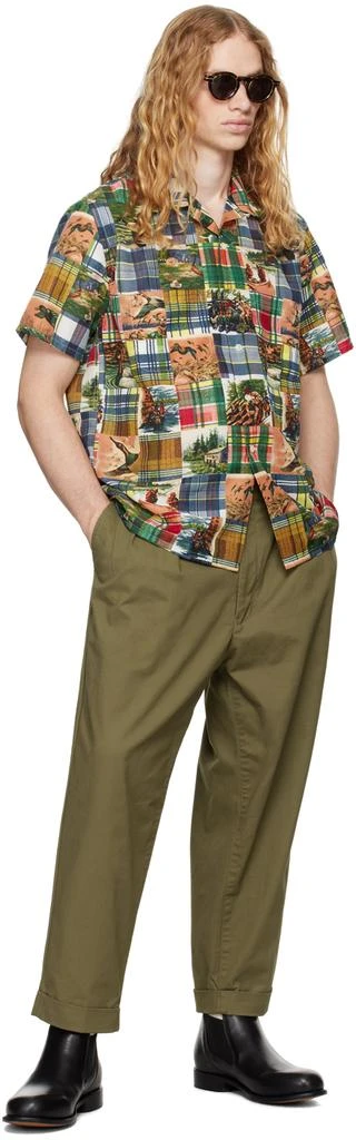 BEAMS PLUS Khaki 2 Pleats Chino Trousers 4